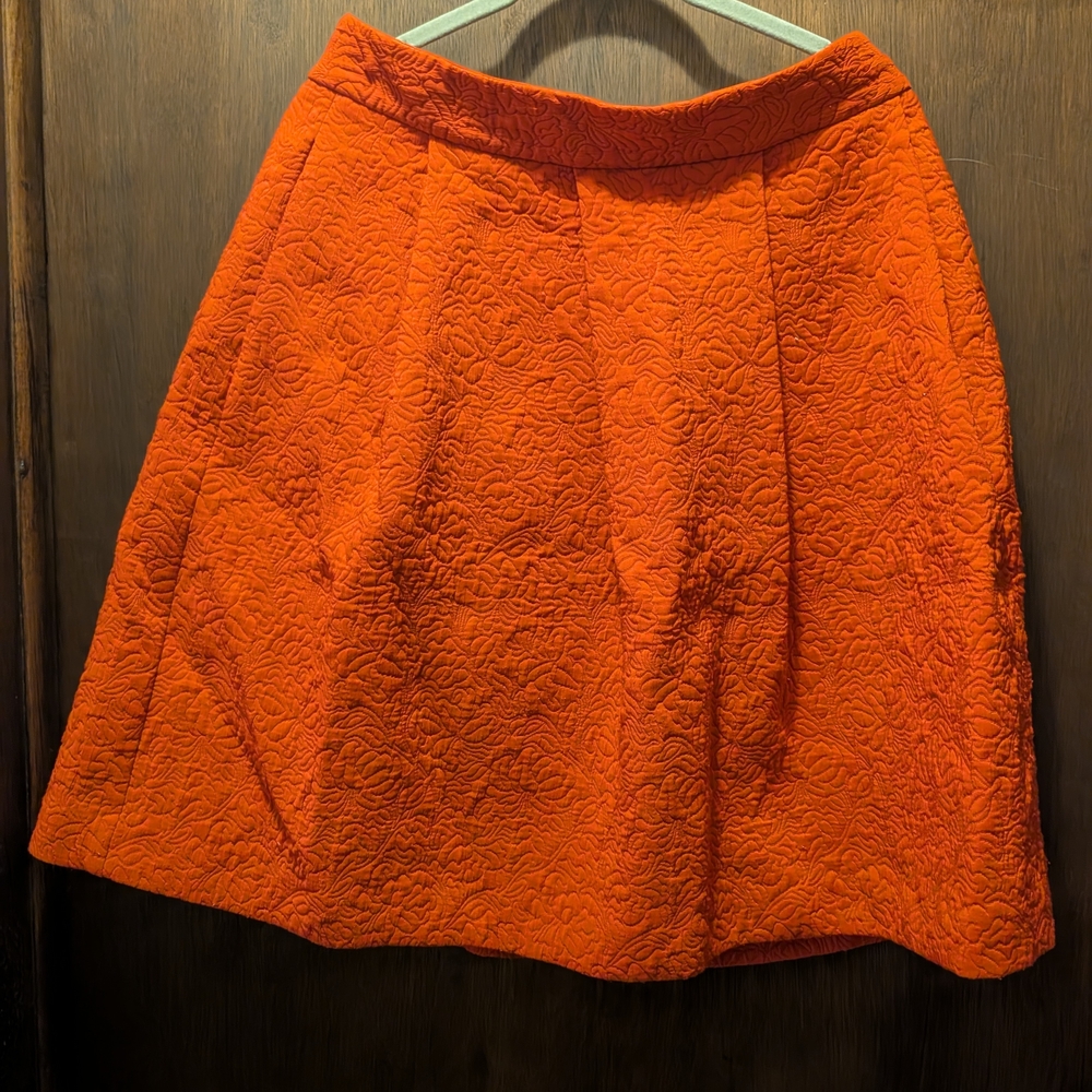Ann Taylor Red Quilted A-Line Skirt With POCKETS! Holiday Ready 🎄❤️